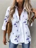 Women Floral Long Sleeve Shirt Spring/Fall Shirt Collar Daily Casual Top