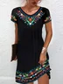 Women's Short Sleeve Summer Ethnic Jersey Dress Crew Neck Daily Going Out Casual Mini H-Line TUNIC