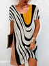 Women's Short Sleeve Summer Geometric Jersey Dress Crew Neck Daily Going Out Casual Mini H-Line TUNIC