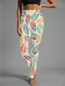 Women's Casual Leaf Jersey All Season Long Floral Leggings