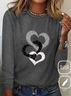 Women's Long Sleeve Tee T-shirt Spring/Fall Heart/Cordate Jersey Crew Neck Holiday Going Out Vintage Top