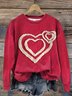 Women's Crew Neck Heart/Cordate Vintage Spring/Fall Long Sleeve Sweatshirt