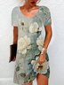 Women's Short Sleeve Summer Floral Jersey Dress Crew Neck Daily Going Out Casual Mini H-Line TUNIC