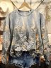 Women's Crew Neck Floral Casual Spring/Fall Long Sleeve Sweatshirt