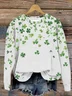Women's Four-leaf Clover Crew Neck Casual Spring/Fall Long Sleeve Sweatshirt