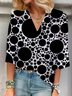Women's Three Quarter Sleeve Blouse Spring/Fall Polka Dots V Neck Holiday Going Out Casual Top