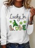 Women's St Patricks Day Long Sleeve Crew Neck T-Shirts