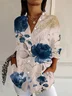 Women's Long Sleeve Shirt Spring/Fall Floral Shirt Collar Daily Going Out Casual Top