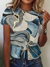 Women's Short Sleeve Tee T-shirt Summer Geometric Jersey Crew Neck Daily Going Out Casual Top