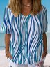 Women's Short Sleeve Blouse Summer Abstract Cotton Crew Neck Daily Going Out Casual Top