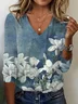 Women's Long Sleeve Tee T-shirt Spring/Fall Floral Jersey V Neck Daily Going Out Casual Top