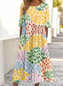 Women's 3D Printing Half Sleeve Summer Dress Crew Neck Daily Vintage Maxi Shirt Dress A-Line Dress