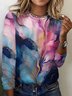 Women's Long Sleeve Tee T-shirt Spring/Fall Abstract Jersey Crew Neck Daily Going Out Casual Top