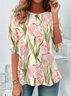 Women's Long Sleeve Tee T-shirt Spring/Fall Floral Jersey Crew Neck Daily Going Out Casual Top