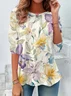 Women's Long Sleeve Tee T-shirt Spring/Fall Floral Jersey Crew Neck Daily Going Out Casual Top