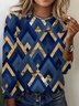 Women's Long Sleeve Tee T-shirt Spring/Fall Geometric Jersey Crew Neck Daily Going Out Casual Top