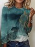 Women's Long Sleeve Tee T-shirt Spring/Fall Geometric Jersey Crew Neck Daily Going Out Casual Top