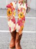 Women's Casual Floral Jersey All Season Long Leggings