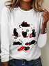 Women's Valentine's Day Long Sleeve Blouse_ Spring/Fall Crew Neck Daily Casual Top