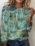 Women's Long Sleeve Tee T-shirt Spring/Fall Geometric Jersey Crew Neck Daily Going Out Casual Top