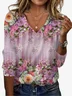 Women's Long Sleeve Tee T-shirt Spring/Fall Floral Jersey V Neck Daily Going Out Casual Top