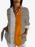 Women's Long Sleeve Shirt Spring/Fall Striped Shirt Collar Daily Going Out Casual Top