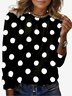 Women's Long Sleeve Tee T-shirt Spring/Fall Polka Dots Jersey Crew Neck Daily Going Out Casual Top