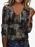 Women's Long Sleeve Tee T-shirt Spring/Fall Geometric Jersey V Neck Daily Going Out Casual Top