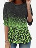 Women's Long Sleeve Tee T-shirt Spring/Fall Leopard Jersey Crew Neck Daily Going Out Casual Top