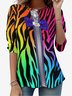 Women's Long Sleeve Tee T-shirt Spring/Fall Zebra Jersey Crew Neck Daily Going Out Casual Top