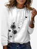 Women's Dandelion Long Sleeve Tee T-shirt Crew Neck Casual Spring/Fall Floral Top
