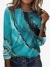 Women's Long Sleeve Tee T-shirt Spring/Fall Abstract Jersey Crew Neck Vacation Going Out Casual Top