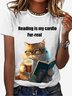 Women's Short Sleeve Tee T-shirt Summer Cat Jersey Crew Neck Daily Going Out Casual Top