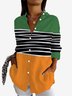 Women's Long Sleeve Shirt Spring/Fall Striped Shirt Collar Daily Going Out Casual Top