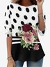 Women's Long Sleeve Tee T-shirt Spring/Fall Polka Dots Jersey Crew Neck Holiday Going Out Casual Top