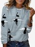 Women's Long Sleeve Tee T-shirt Spring/Fall Striped Jersey Crew Neck Daily Going Out Casual Top