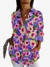 Women's Long Sleeve Shirt Spring/Fall Floral Shirt Collar Daily Going Out Casual Top