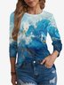 Women's Long Sleeve Tee T-shirt Spring/Fall Abstract Jersey Crew Neck Holiday Going Out Casual Top