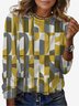 Women's Long Sleeve Tee T-shirt Spring/Fall Geometric Jersey Crew Neck Daily Going Out Casual Top