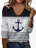 Women's Long Sleeve Tee T-shirt Spring/Fall Anchor Jersey V Neck Daily Going Out Casual Top