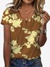 Women's Short Sleeve Tee T-shirt Summer Floral Jersey V Neck Holiday Going Out Casual Top