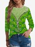 Women's Long Sleeve Tee T-shirt Spring/Fall Geometric Jersey Crew Neck Holiday Going Out Casual Top