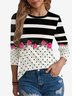 Women's Long Sleeve Tee T-shirt Spring/Fall Striped Jersey Crew Neck Holiday Going Out Casual Top