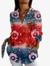 Women's Long Sleeve Shirt Spring/Fall Floral Shirt Collar Daily Going Out Casual Top
