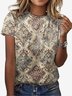 Women's Short Sleeve Tee T-shirt Summer Ethnic Jersey Crew Neck Holiday Going Out Casual Top