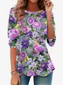 Women's Long Sleeve Tee T-shirt Spring/Fall Floral Jersey Crew Neck Daily Going Out Casual Top