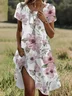 Women's Short Sleeve Summer Floral Dress Crew Neck Daily Going Out Casual Midi H-Line T-Shirt Dress