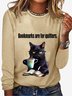 Women's Long Sleeve Tee T-shirt Spring/Fall Cat Jersey Crew Neck Daily Going Out Casual Top