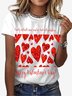 Women's Valentine's Day Heart Print Short Sleeve Crew Neck T-shirt 