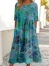 Women's Half Sleeve Summer Floral Dress Crew Neck Daily Going Out Vintage Maxi Shirt Dress A-Line Dress
